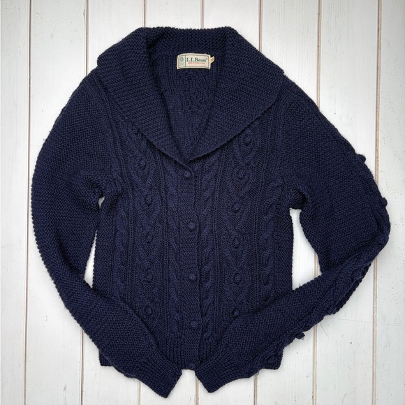 Vintage L.L. Bean Wool Cable Knit Cardigan - Picture 9 of 9